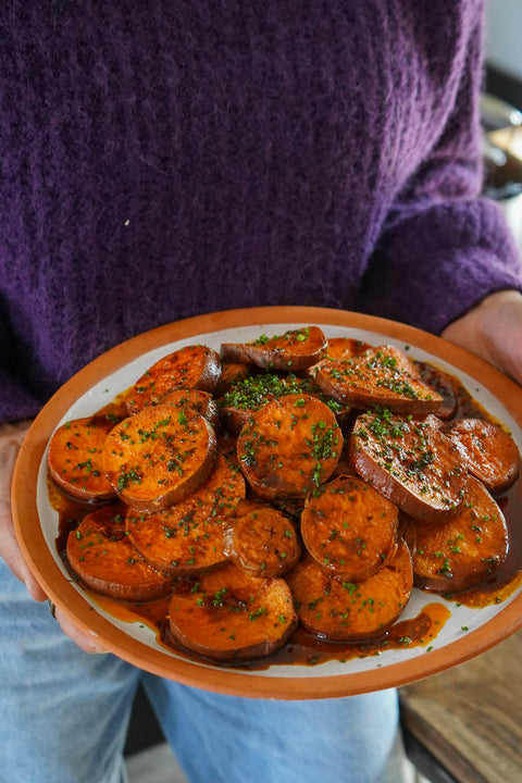 Apple Cider-Coloradito Glazed Sweet Potatoes