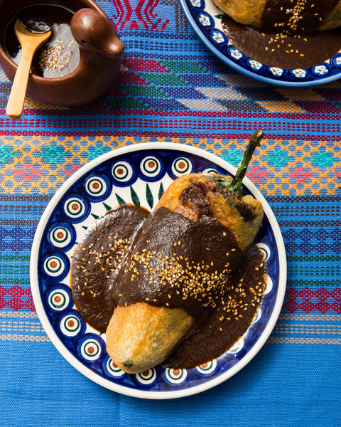 Crab Chiles Rellenos w Mole